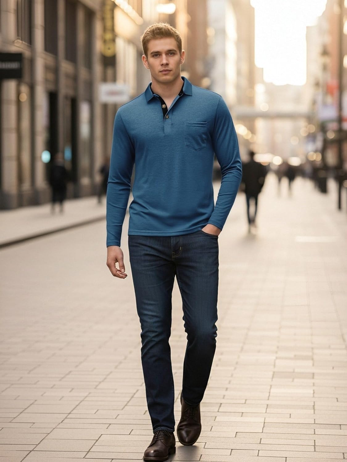 Mens Fashion Polo Shirts Short Sleeve Shirt Classic Button Cotton Stylish Golf Polo Shirts with Pocket for Men - Image 9