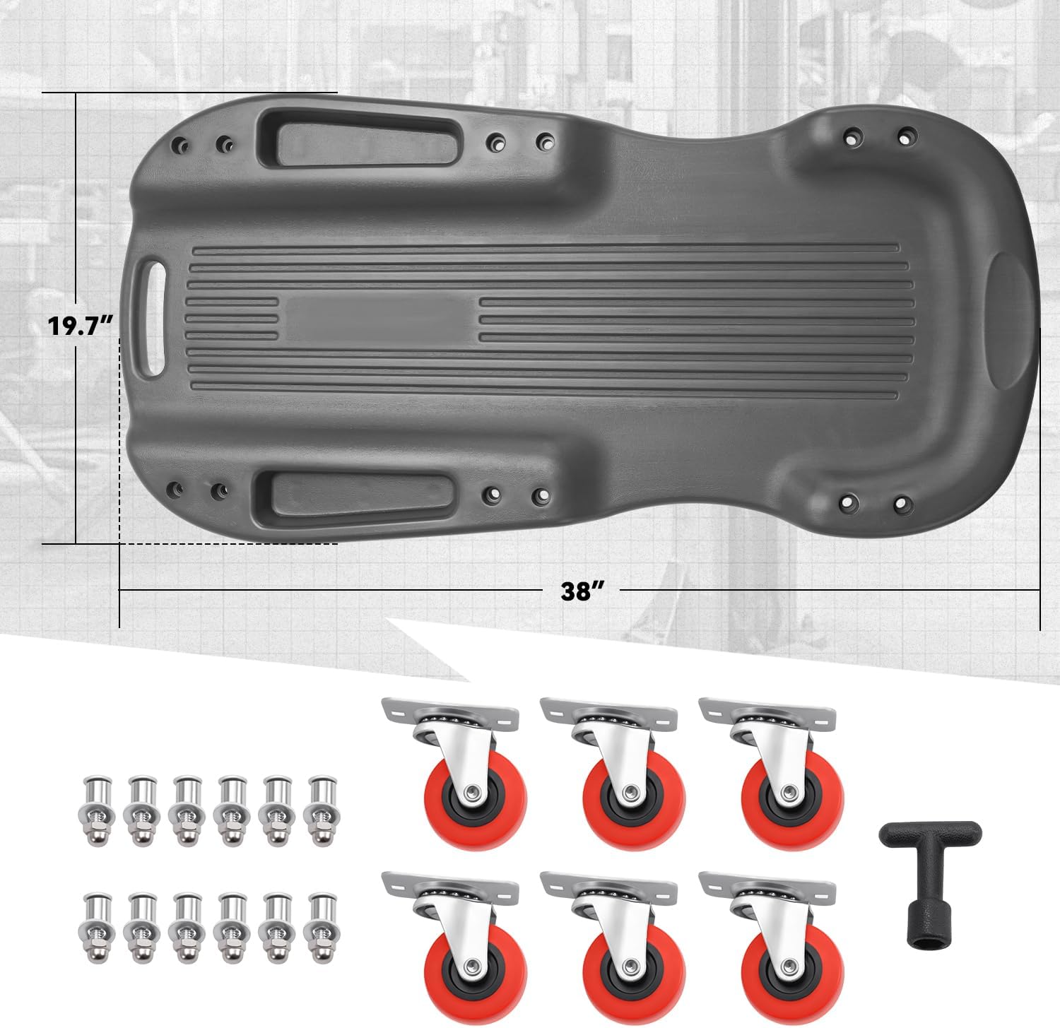 Auto Dynasty Universal 38" L X 20" W Gray Lightweight Rolling Mechanic Creeper Seat Repair Tool for Car Vehicle Home Warehouse