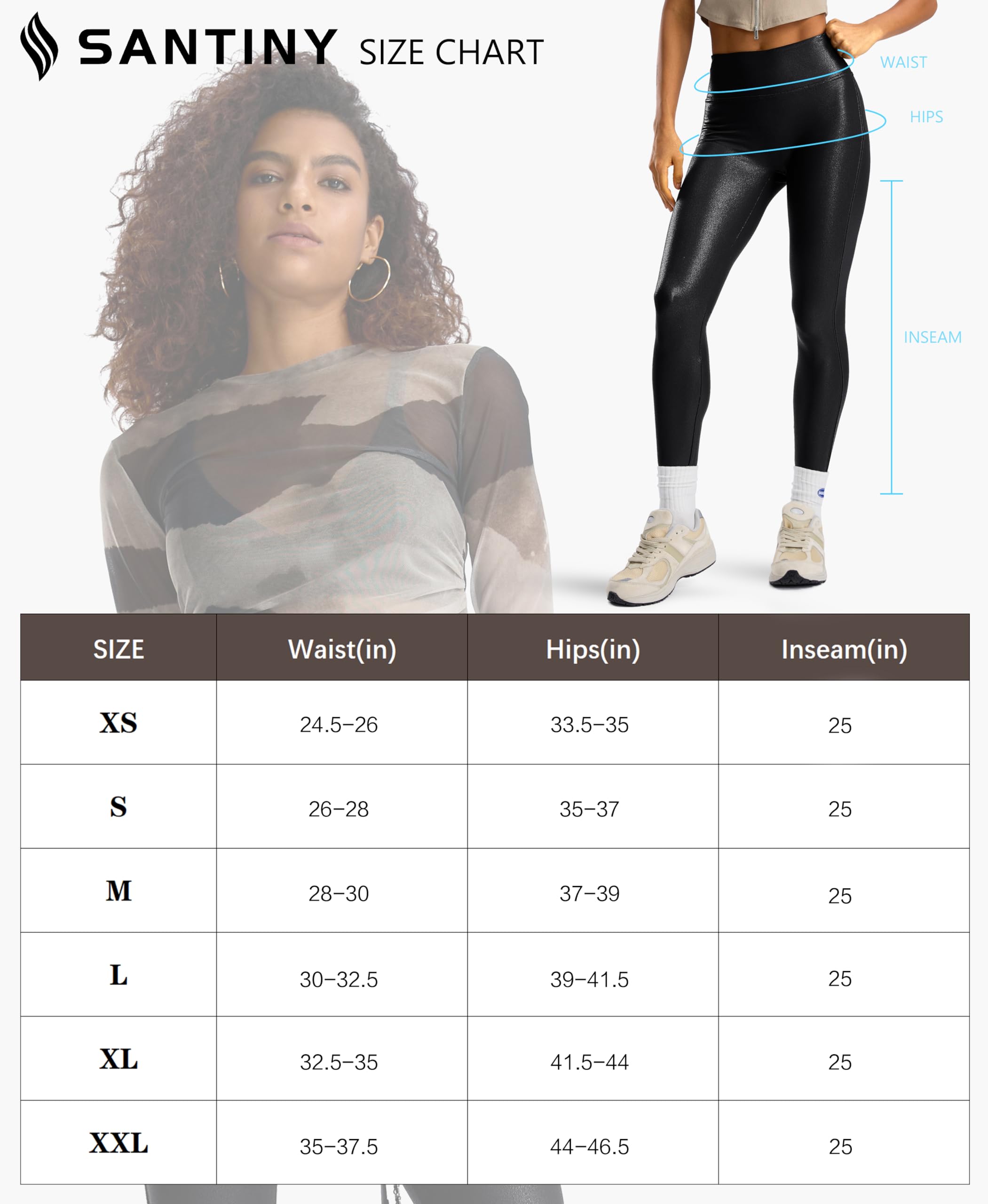 SANTINY Leggings de piel sintética para mujer, de 25, 27 y 29 pulgadas, cintura alta, elásticos, de piel sintética