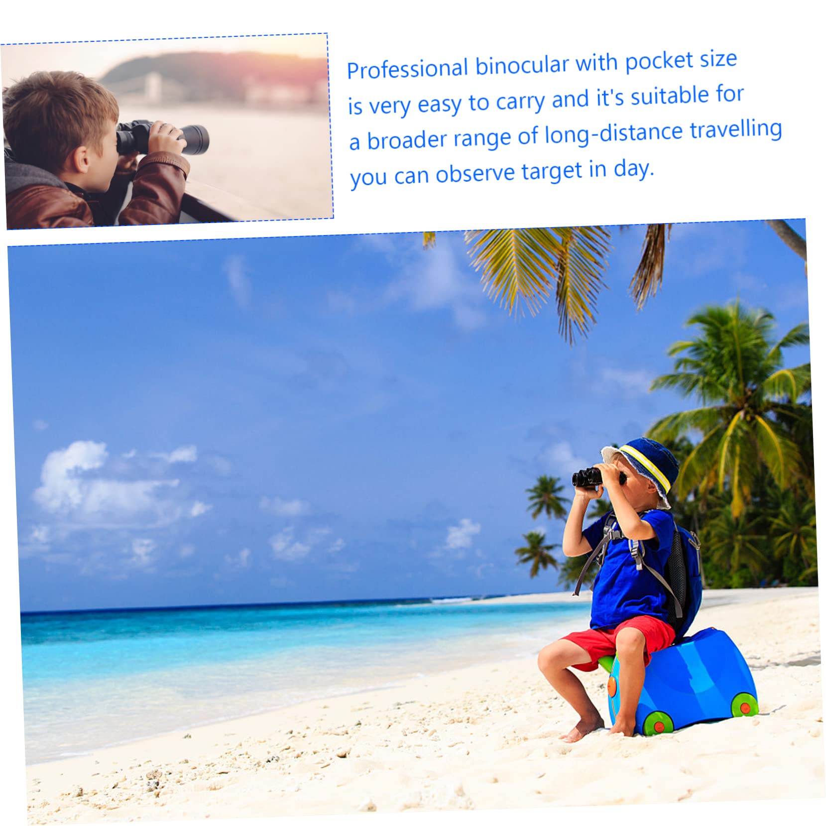 OSALADI 3piezas Prismáticos Compactos Niño Niña Binoculares Portátiles De Alta Definición para Observación De Aves y Actividades Al Aire Verano y Excursiones