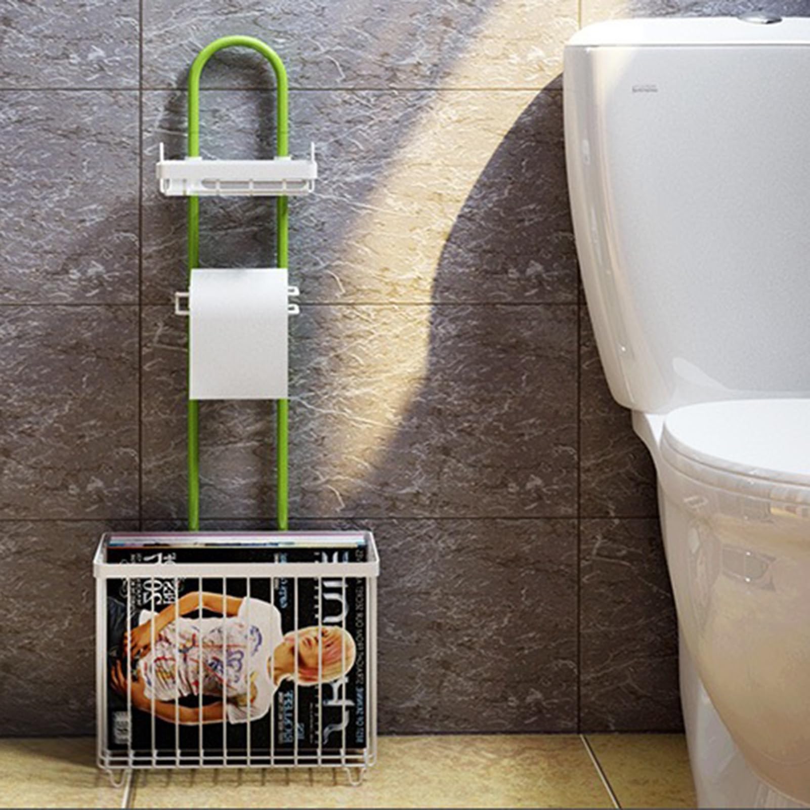 Supporto porta carta igienica in acciaio inox | Portaoggetti da bagno 80,5x30 cm: vassoio superiore, porta fazzoletti, cucina e soggiorno