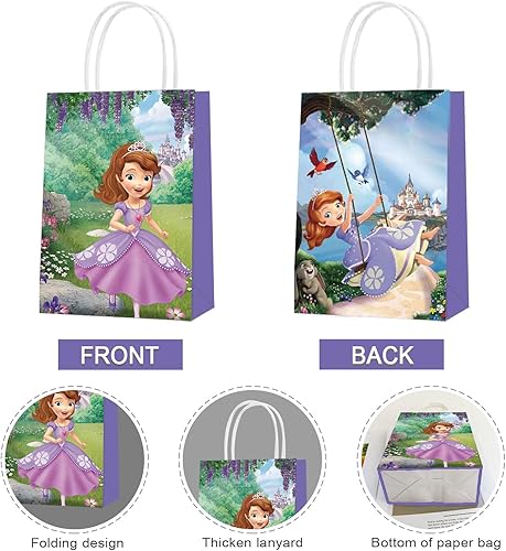 Miniatura 3 de 16 bolsas de fiesta temática de Sofia the First, cuatro diseños únicos para niñas y niños, suministros de fiesta de princesa Sofía, bolsas de regalo