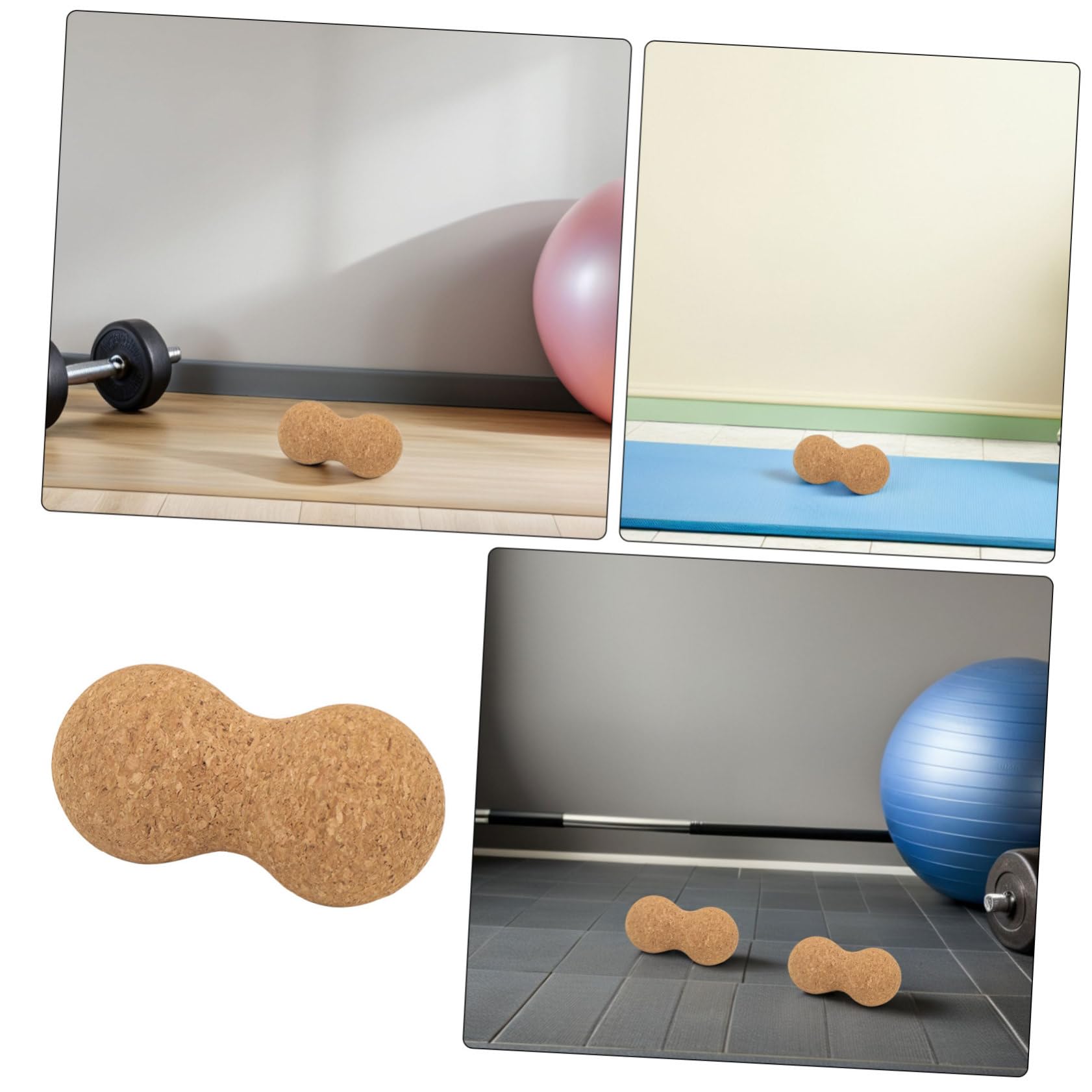 2piezas Bolas de Masaje de Espalda de Corcho Balones de Masaje de Cacahuete para Relajar la Espalda Cuello Masajeador Compacto para Yoga y Fitness