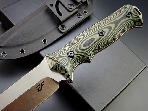 Miniatura 6 de Eafengrow EF128 Cuchillo de hoja fija DC53 Hoja de acero, mango G10 de dos tonos, cuchillos fijos de espiga completa, cuchillo recto para trabajo,