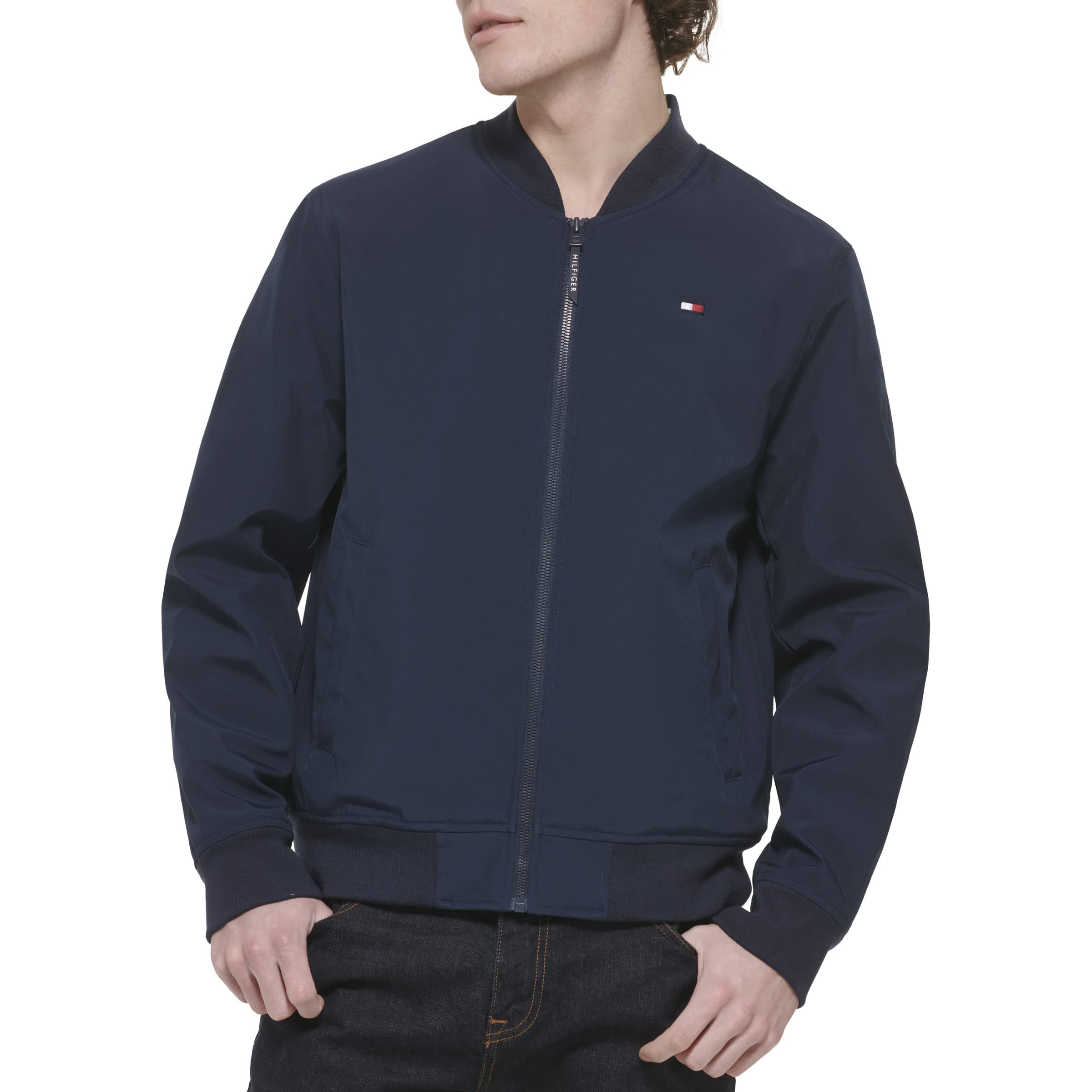 Tommy Hilfiger Men's Lightweight Varsity Rib Knit Bomber Jacket