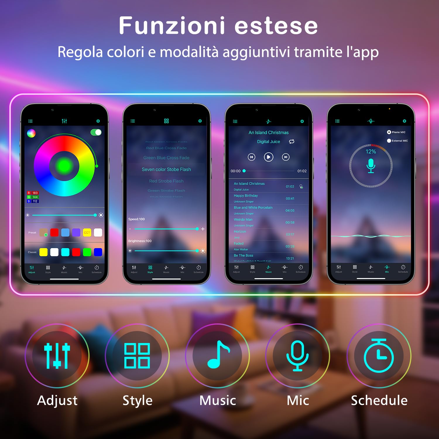Striscia LED al Neon da 10 m, Striscia Luminosa con Telecomando e Controllo Tramite app, Lampada a Corda al Neon con Sincronizzazione Musicale RGB LED per Camera da Letto, Soggiorno