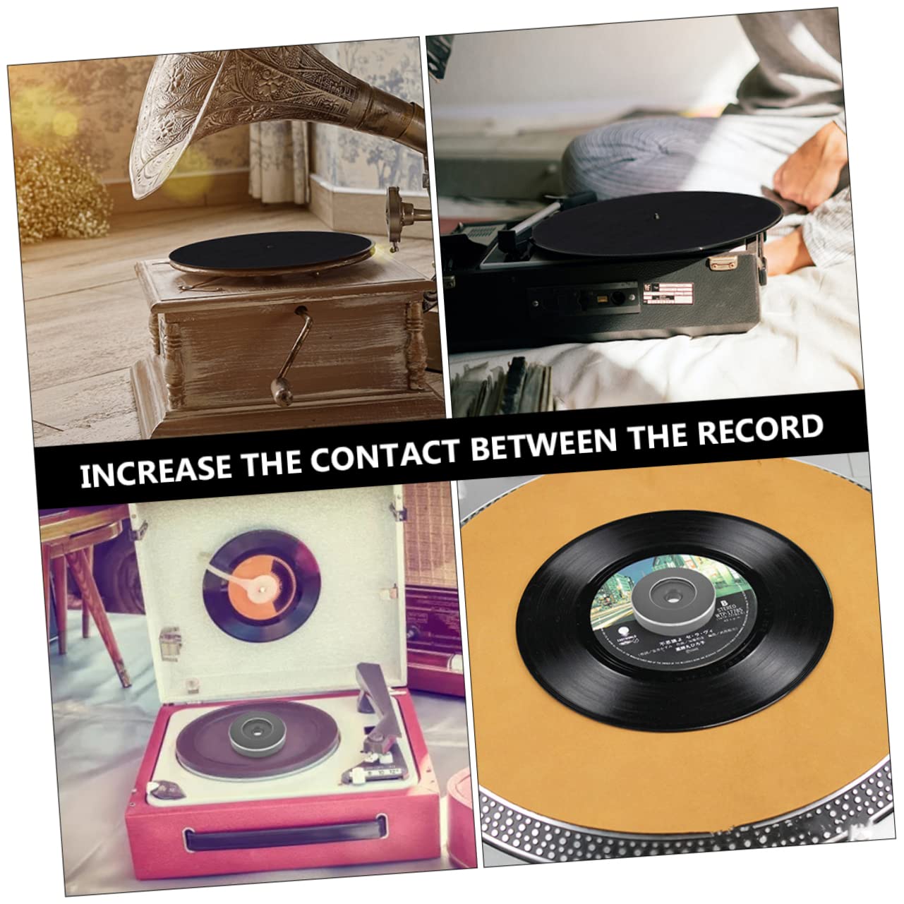 BESTonZON Metallo Nero 5 Pezzi 45 Cupola Del Giradischi in Vinile Adattatore Per Giradischi Disco in Vinile Da 7 Pollici Adattatore Per Da 7 Pollici Buco Alluminio Metallo