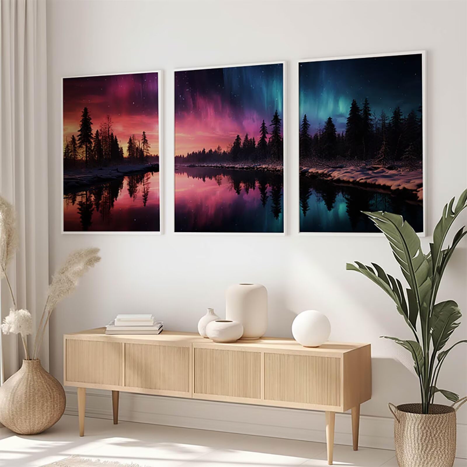 Diamond Painting 3-częściowy zestaw do malowania diamentami Aurora, rozmarzony, kwadratowy, kryształowy, dla dorosłych, mozaika, zestaw do majsterkowania, kreatywny zestaw do dekoracji domu, 60 x 90