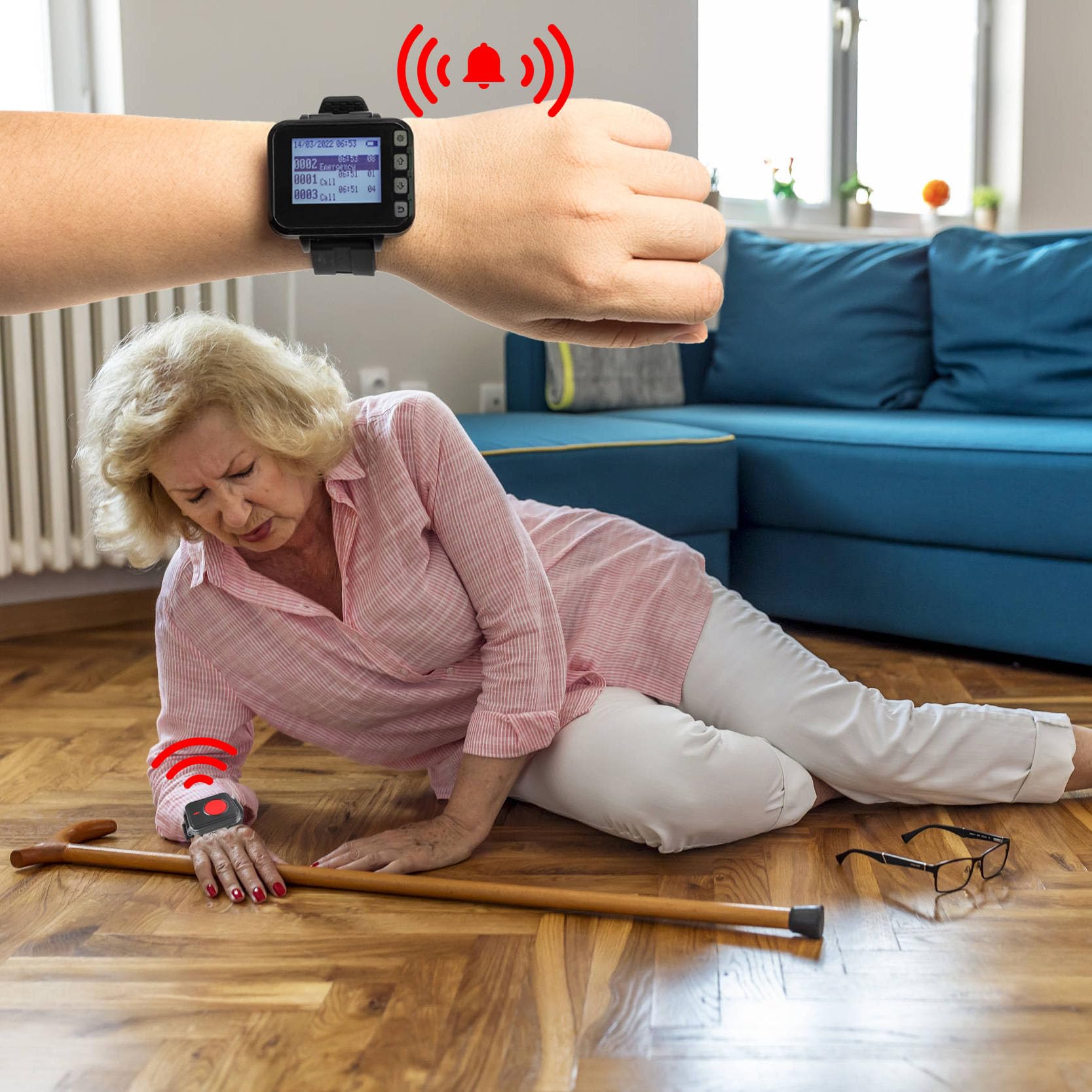 Allarmi personali per anziani, pulsante di chiamata di allarme, campanello di chiamata per anziani/casa/paziente/disabili/infermiere wireless badante cercapersone 500 + ft raggio di