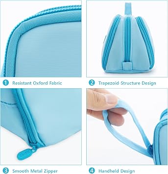 M&G Large Pencil Case 3 Compartment Pouch Pen Bag Blue
