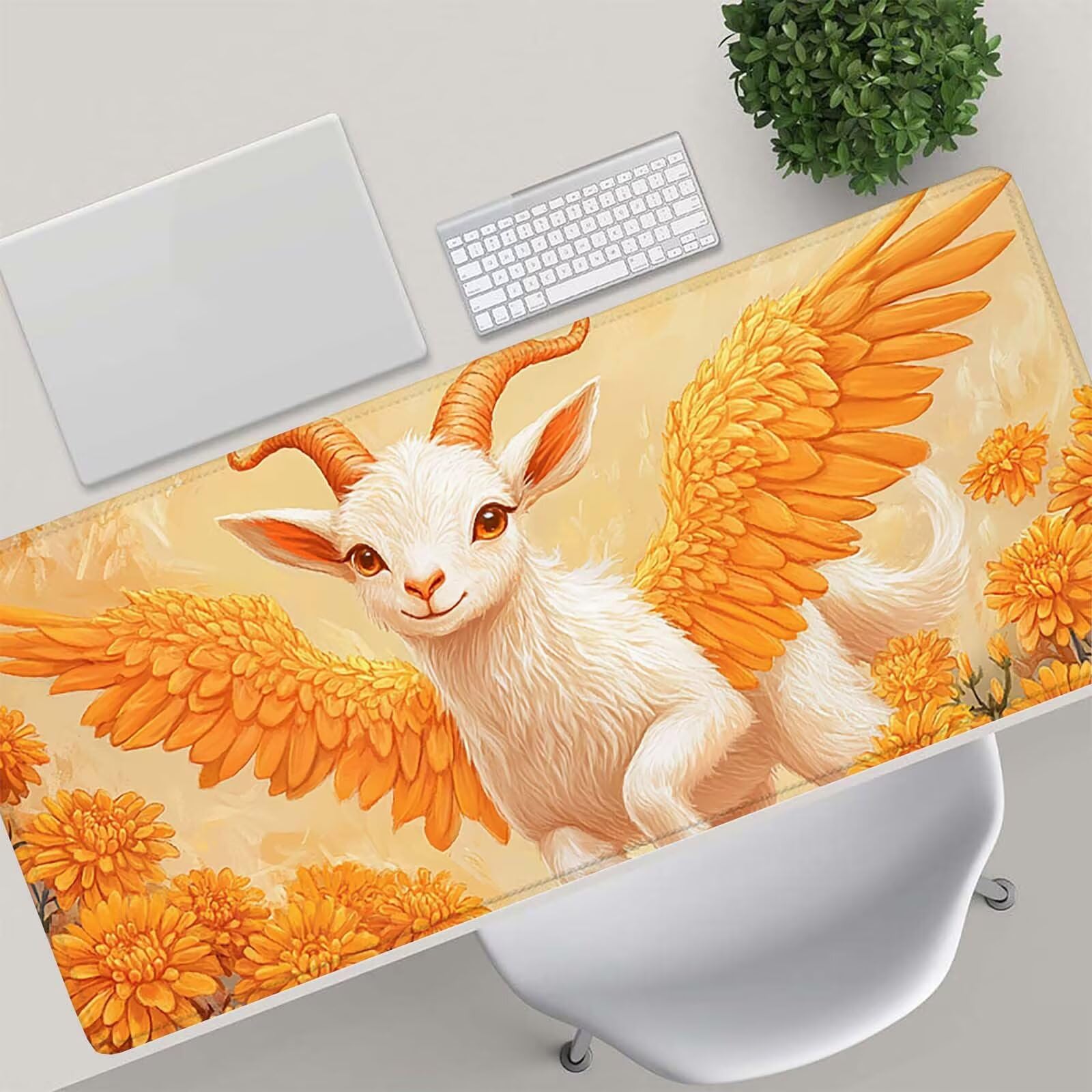 Podkładka pod mysz gamingowa – 1200 x 600 mm pomarańczowa kolor owca podkładka pod mysz XXL 0c0-133 | Z antypoślizgową gumową podstawą, poprawia precyzję i prędkość, akcesoria do gier do domu, biura, prezenty dla mężczyzn
