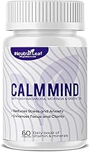 Neutraleaf Boost & Calm Mind – Multi Vitamins Brain Supplement For Increase Focus, Clarity, Relief Stress & Overall Health | Made Of 5 Superfood Moringa powder, Bacopa, Ashwagandha, Green Tea & Valerian | For Men And Women (60 Capsules)