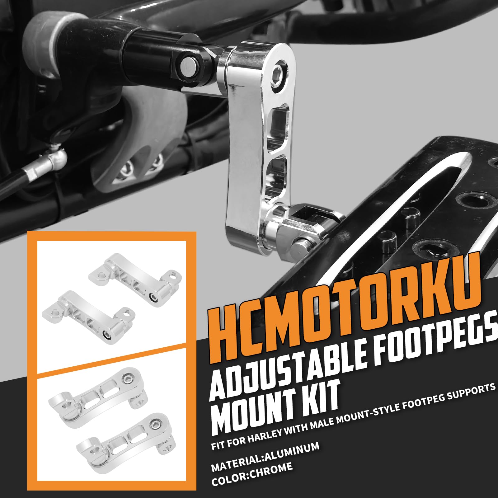 Repose-Pieds Motos HCmotorku Pour Harley - Aluminium Billet - Noir