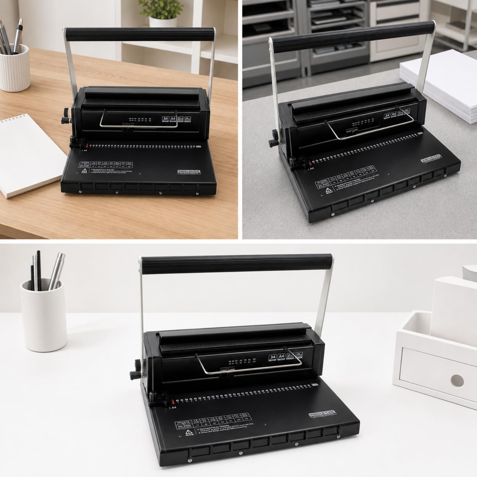 TISHITA Rilegatrice a Doppio Spirale con Perforatore Integrato Regolabile Rilegatrice Manuale a Filo con Doppia Maniglia da Scrivania per Casa