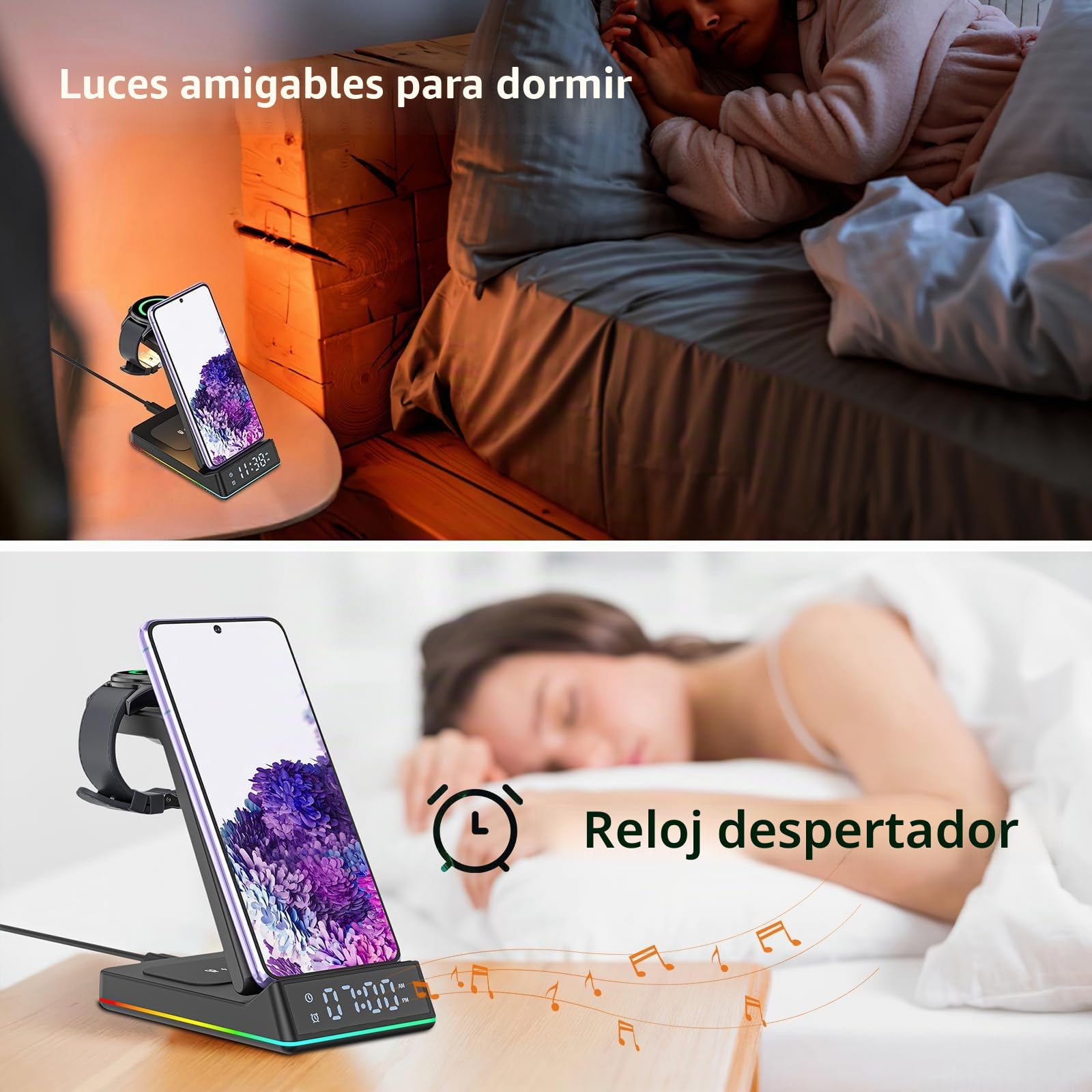 Cargador Inalámbrico Rápido Stand 3 en 1 para Samsung S24 S23 S22 Ultra S24 S21 S20 Galaxy Buds+ Pro,Wireless Charger für Galaxy Watch 5/5 Pro/4/3/Active 2/1