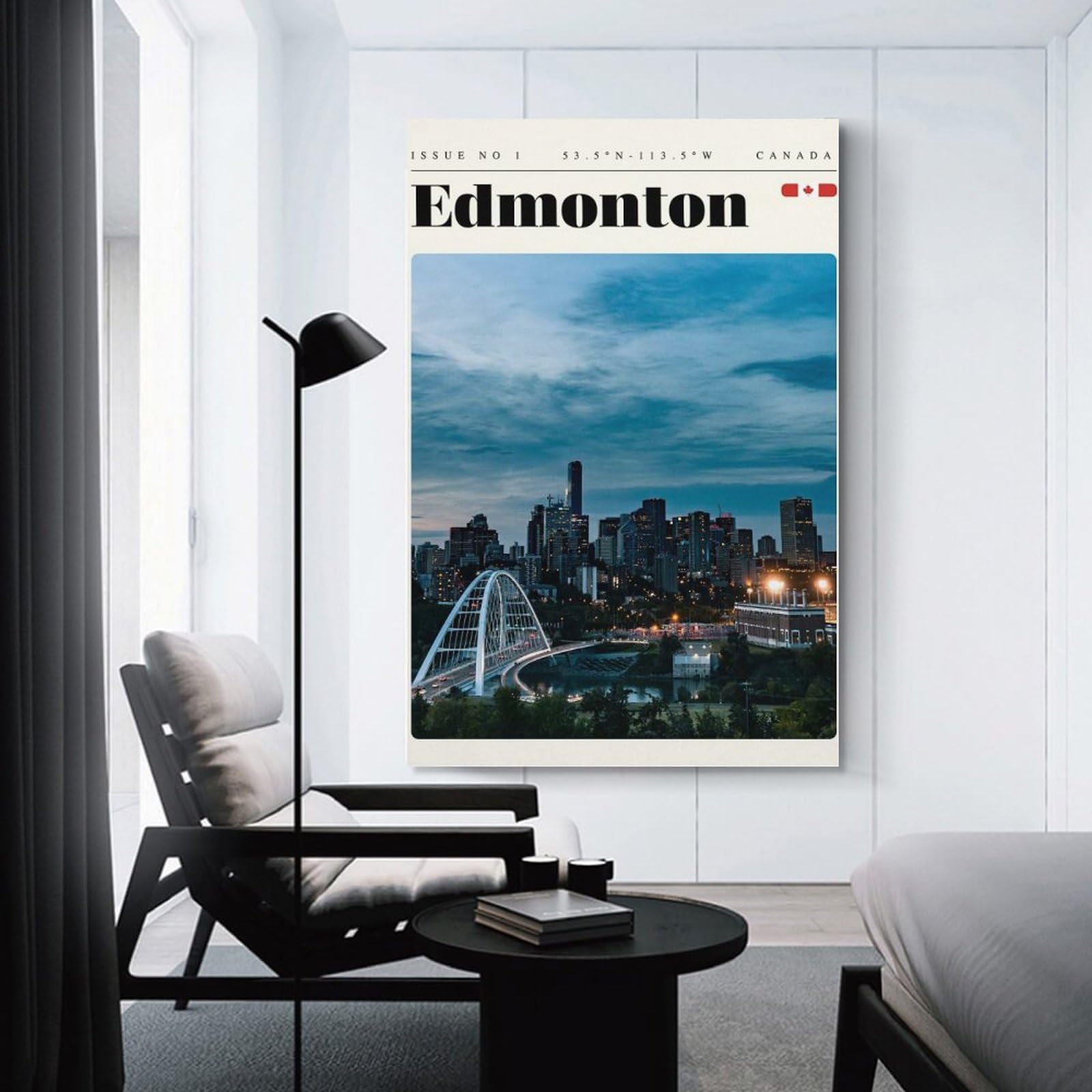 Junmoney Canvas Art Print Edmonton Alberta Travel Art, 24x36inch(60x90cm), for Gallery Wall Decor And Room Displays, Wall Decor Suited to Curated Displays