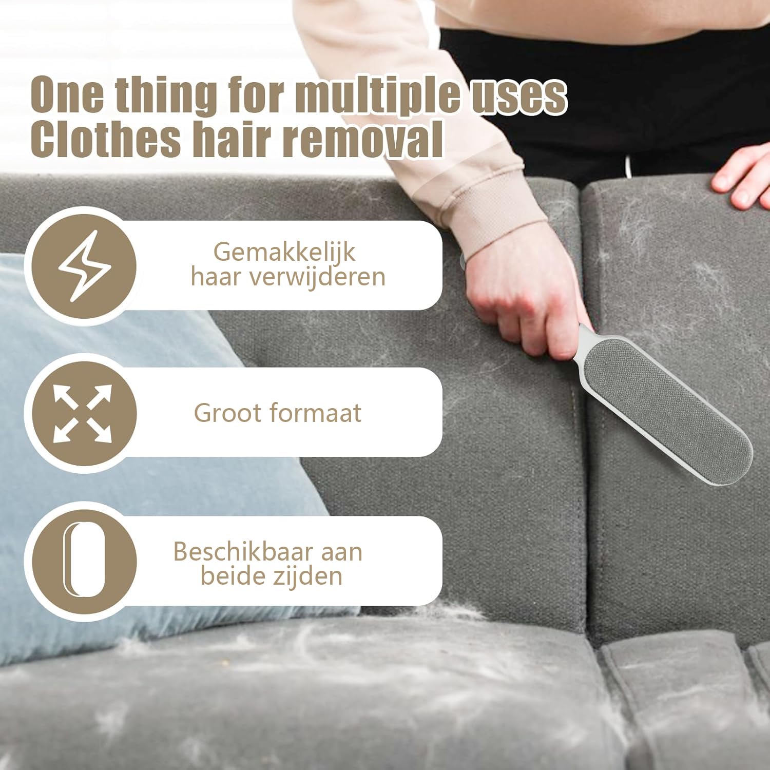 STOAT® Brosse à Peluches Double Face Autonettoyante et Réutilisable pour Poils d'Animaux