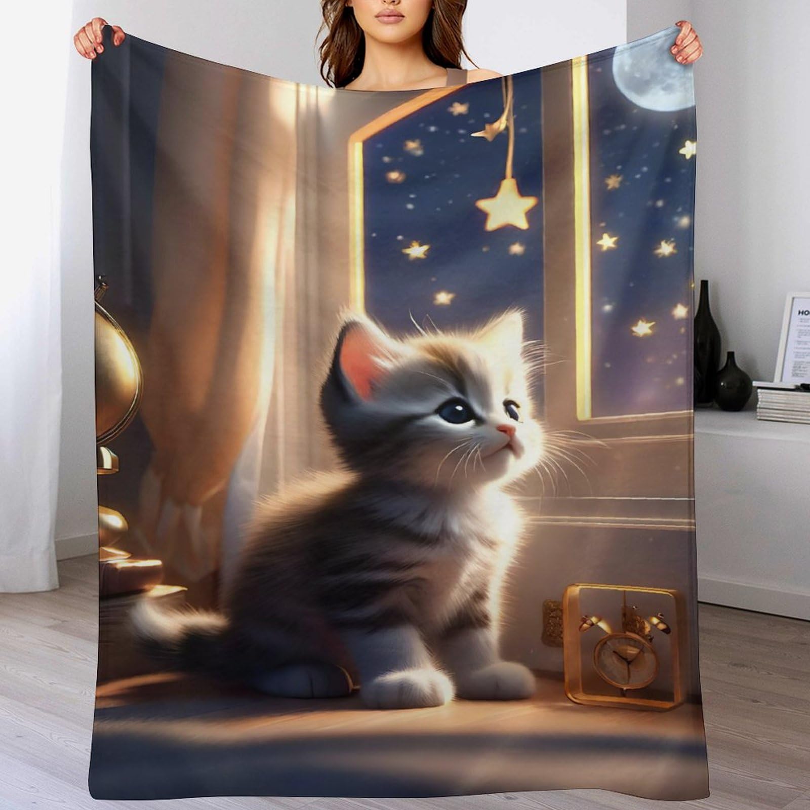 Couverture de lit en flanelle 180x200 jeté de canapé design chat