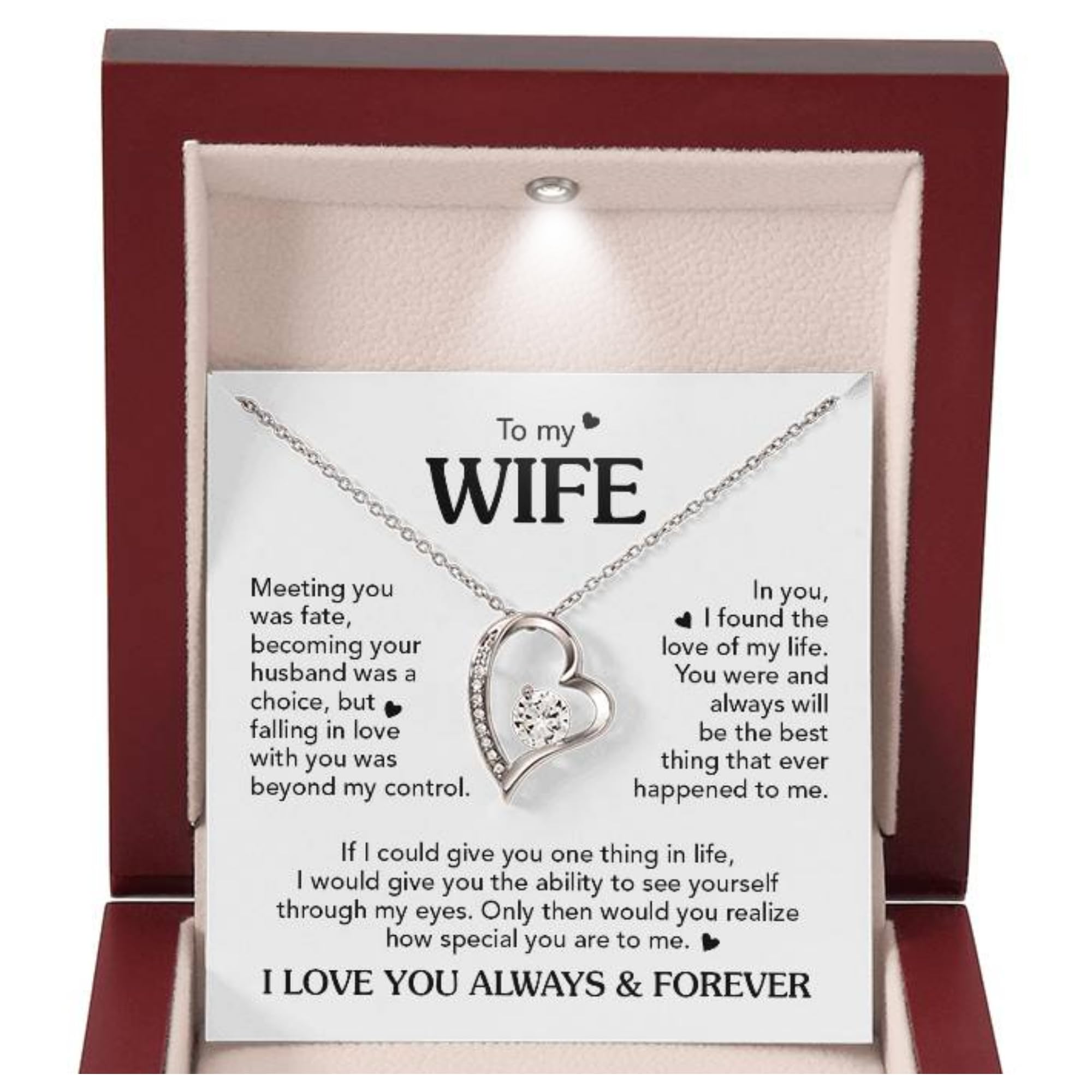 Birthday Gifts for Wife from Husband | Soulmate Necklace with Heartfelt Message Card & Box | Anniversary, Birthday, Christmas or Valentine’s Day Gift