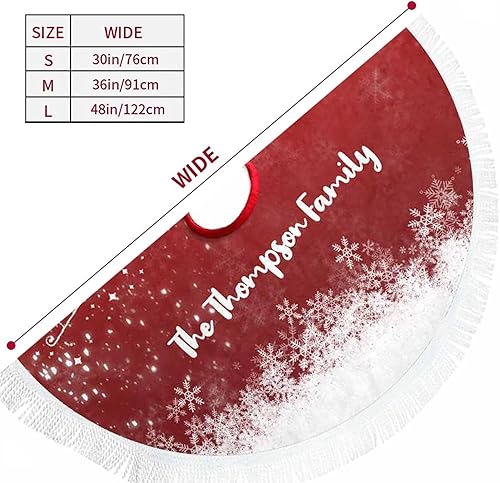 Miniatura 4 de Falda de árbol de Navidad personalizada con monograma de 36 pulgadas, tapete de árbol de Navidad con texto personalizado, falda de árbol gruesa
