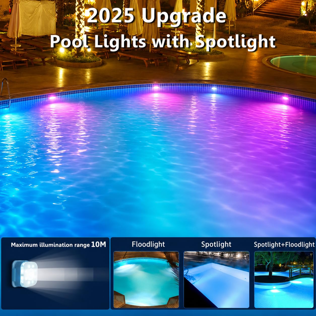 HL Poolbeleuchtung Unterwasser Licht mit Fernbedienung,RGB Pool Lichter Schwimmend, Pool Magnetic Beleuchtung für Schwimmbad,Teichbeleuchtung, Brunnen, Teich, Aquarium, Party Deko,2 Stück
