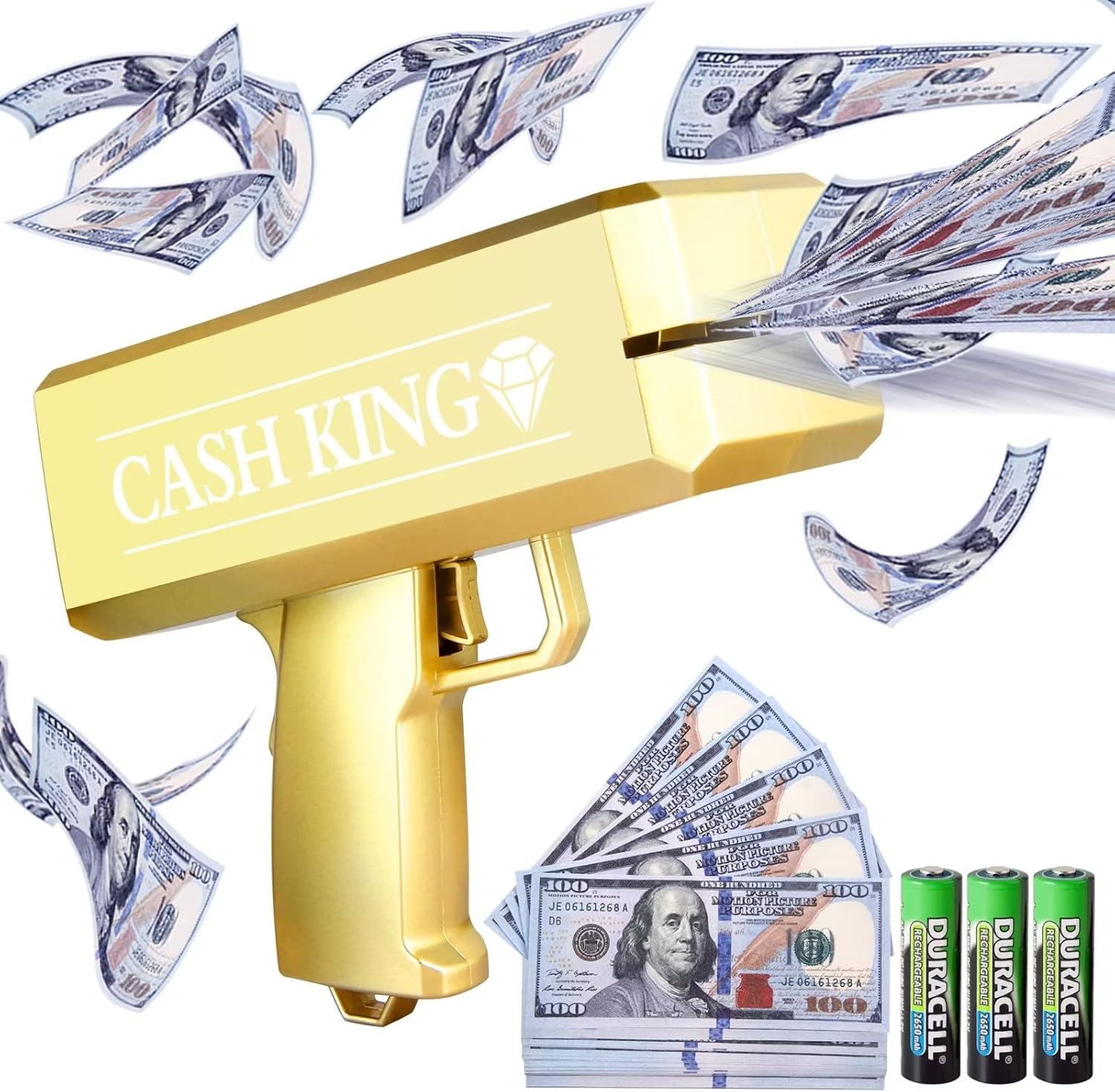 Money Gun Shooter With Prop, Make It Rain $100 Bills Prop Toy Money For Game, Movie, And Party Supplies