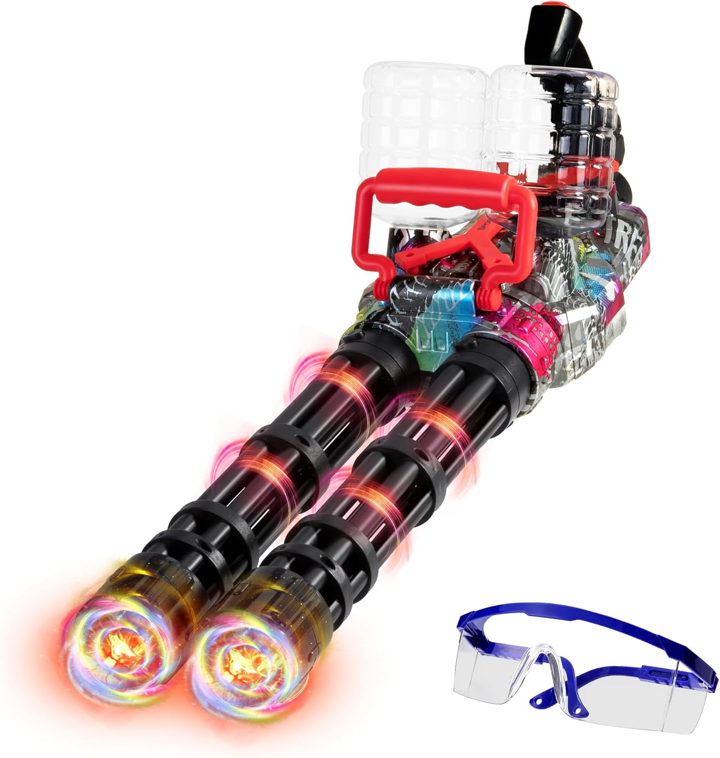Gel Splat Blaster - 28 Inch Big Size - Dual Rotating Tubes - LED Light - Fully Automatic - 7.4V Rechargeable Battery - for Ages 15+