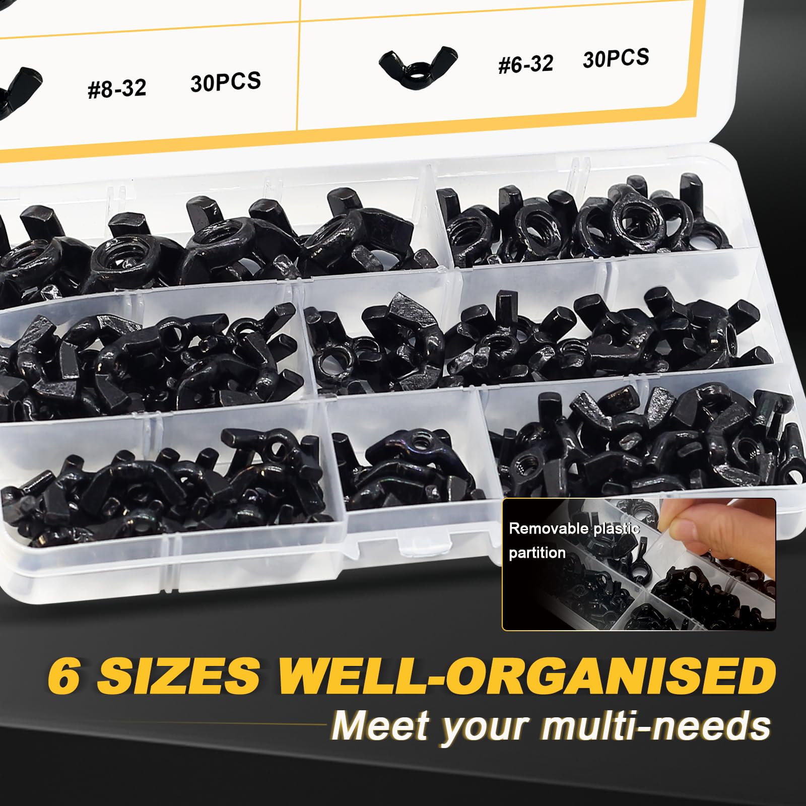 Wing Nuts Set - 125PCS SAE #6-#38 -5