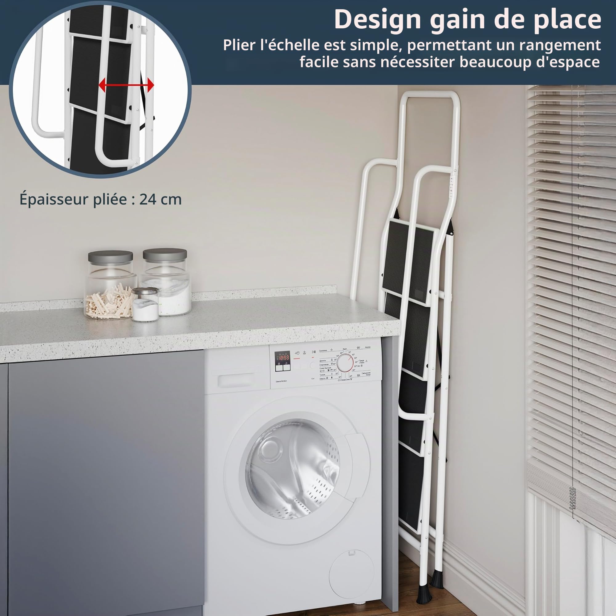 Home Discount® 4 marches avec Rampe de sécurité Pliable de sécurité antidérapant Mat Safe Heavy Duty
