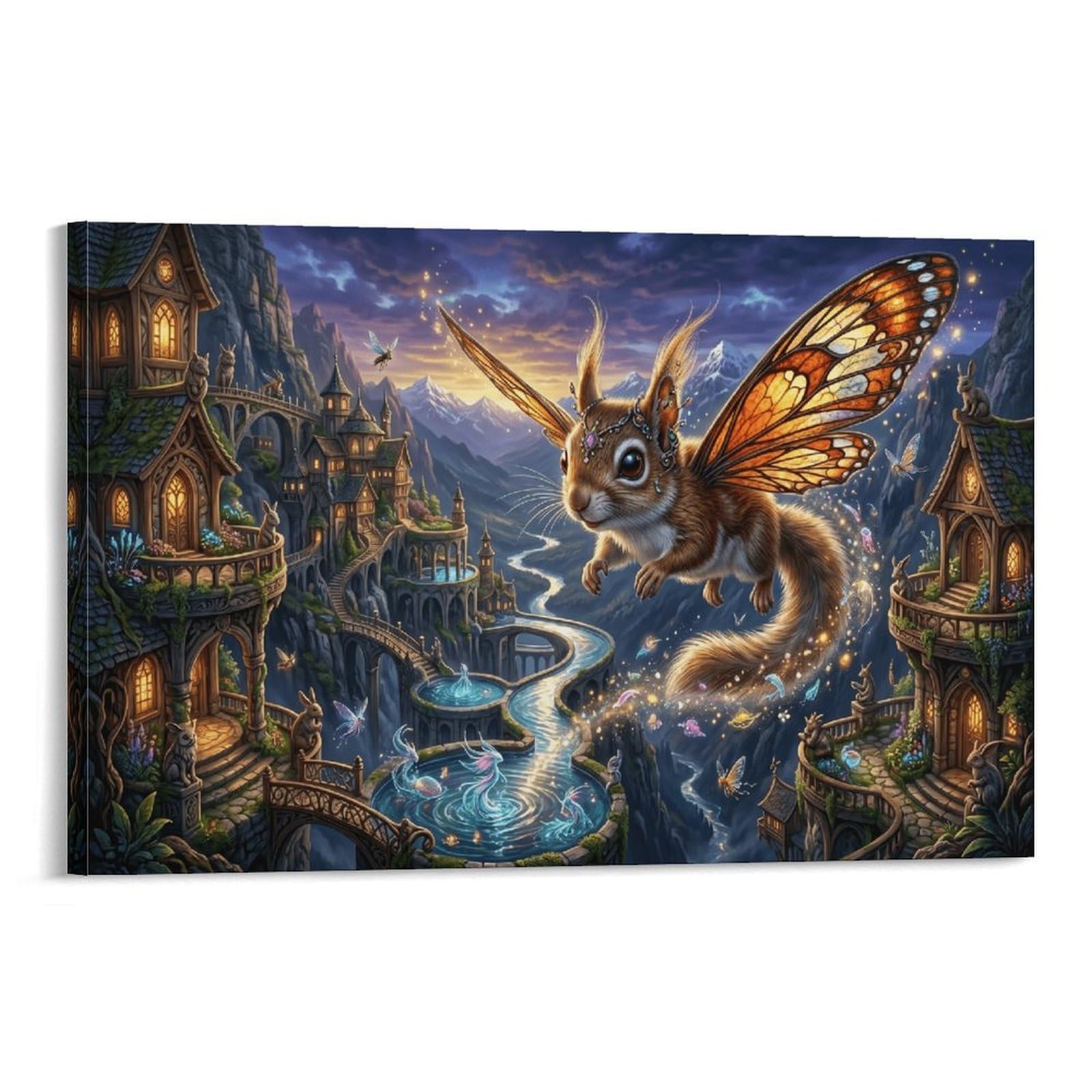 XPASHIQWC Butterfly‑Wing Squirrel Wall Decor Poster Cliff Castle Giclee Canvas Prints Modern Wall Art Picture Wall Hanging for Living Room Bedroom Home Decorations 20x30inch(50x75cm)