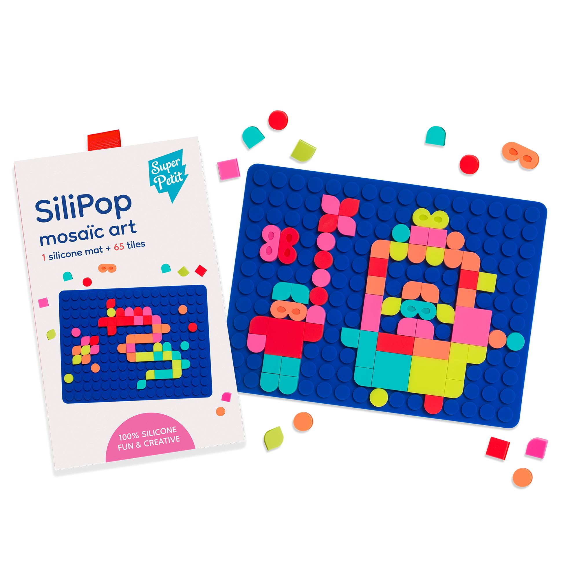SUPER PETIT - SILIPOP MOSAICS CLIP ON - Mosaic Art - Infinite coloured creations - White - FROM 3 YEARS, Multi-Coloured