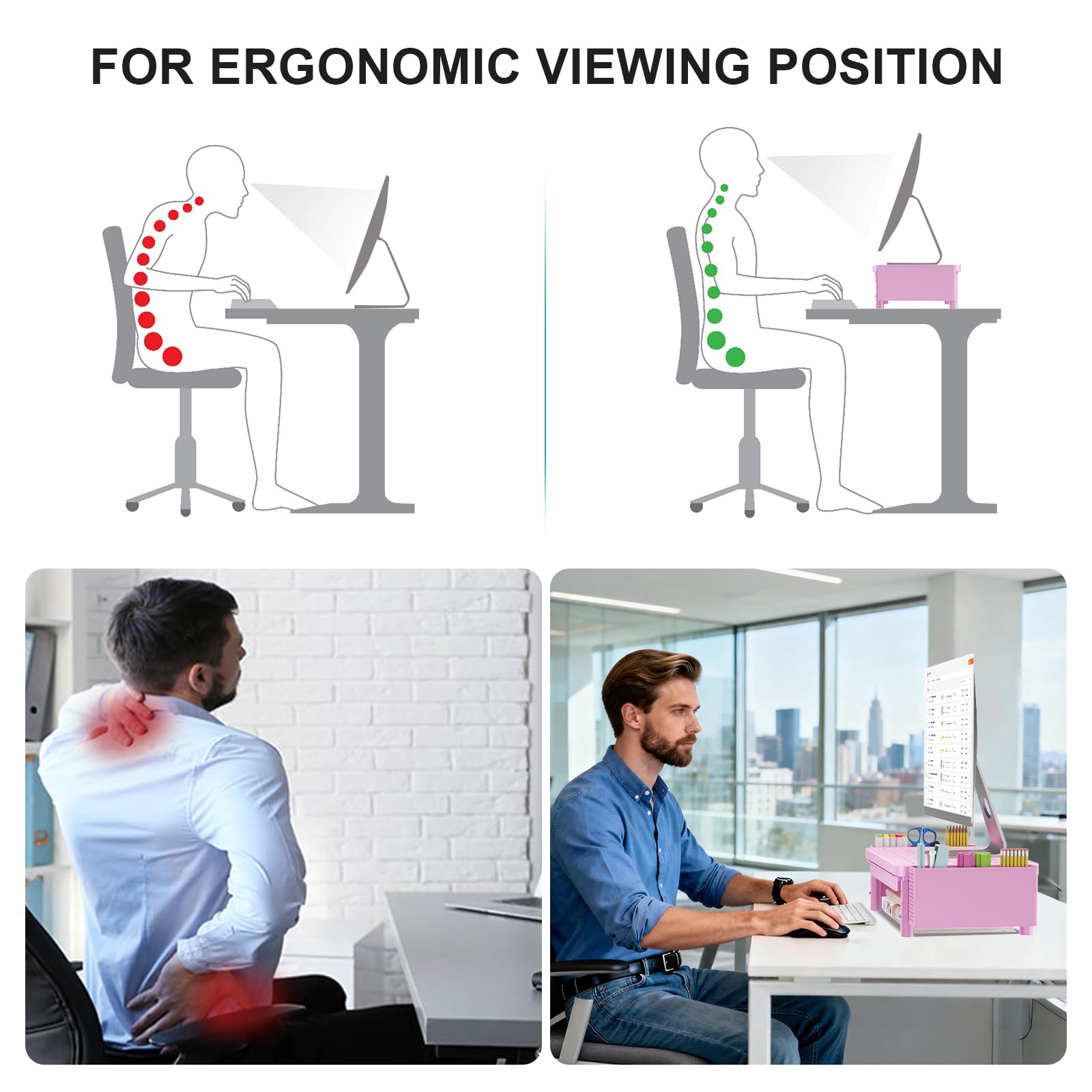 WALI Computer Monitor Stand with Storage and Pen Holder view 6