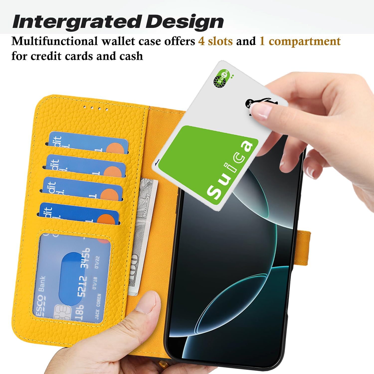 Zouzt Case for iPhone 16 Pro Max 6.9" Genuine Leather Wallet Case with 4 Card Slot, RFID Blocking Card Holder Magnetic Flip Folio Shockproof Phone Cover Women Men for iPhone 16 Pro Max- Yellow