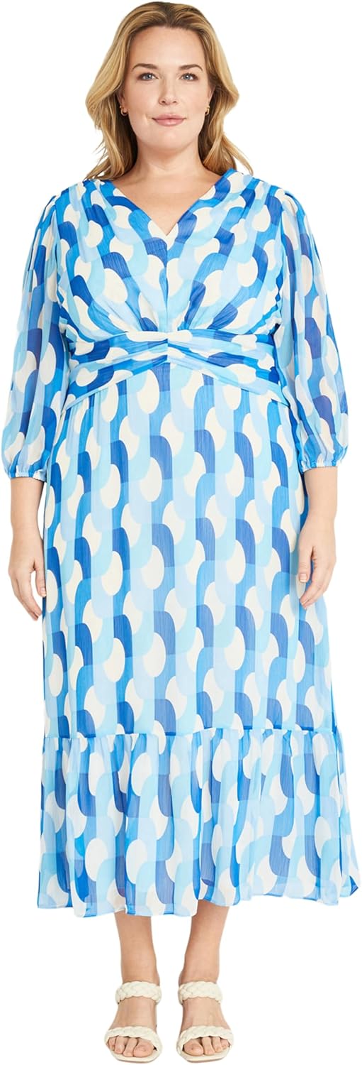 Donna Morgan Womens V-Neck Empire Waistband Maxi - Image 4