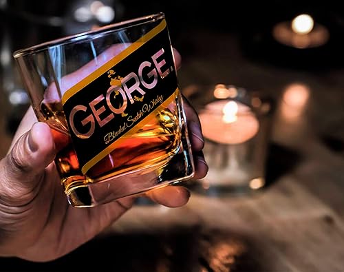 Black Label Personalized Whiskey Glass Set, Custom Gift for Groomsman, Scotch Whisky Tumbler, Gift for him, Birthday Gift, Father's Day Gift