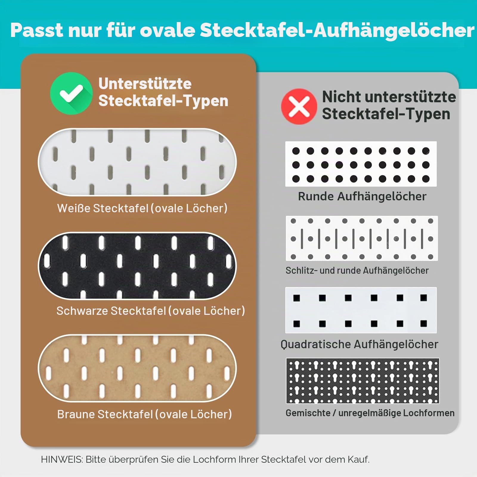 Stecktafel-Regale, Massivholz-Wandregal mit Haken, kompatibel mit IKEA Skadis Stecktafel, Organizer-Zubehör für Zuhause und Büro, 2 Stück