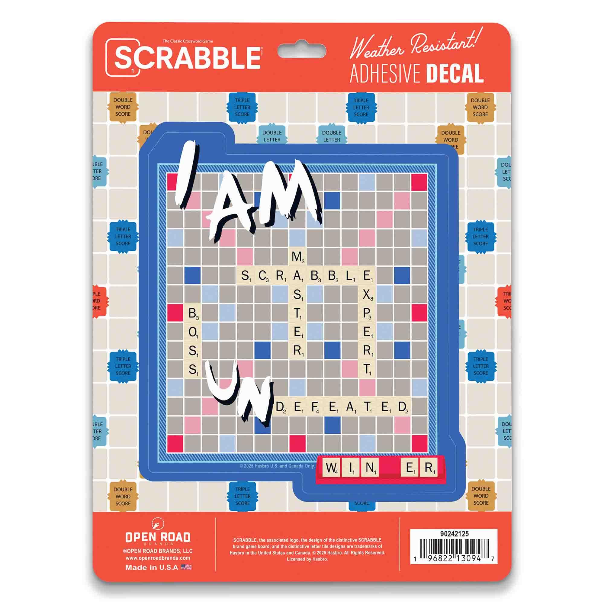 Hasbro Scrabble I Am Undefeated Adhesive Vinyl Decal