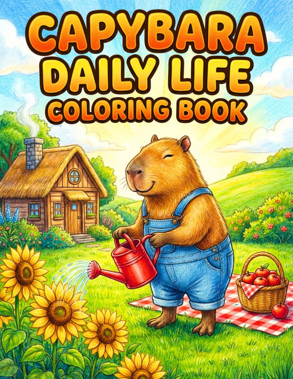 Adorable Capybara aily life coloring book: A Cozy Daily Life Coloring Book Full of Calm and Cute Moments