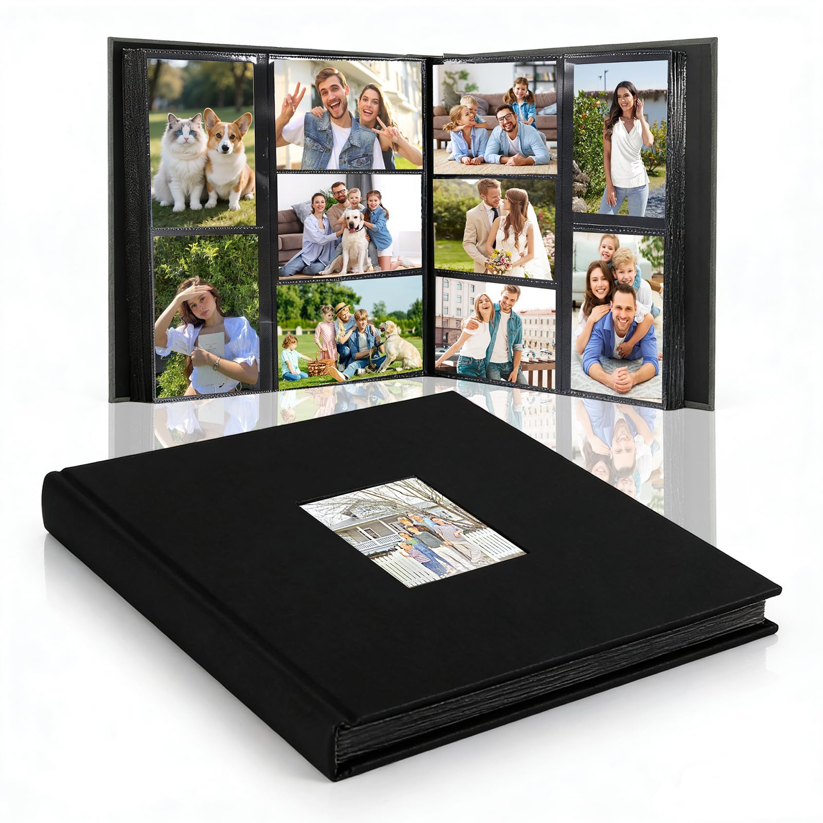 Album fotos grande 33.5x32.5cm Funda de Lino Gran capacidad Album 60 Páginas Horizontales y Verticales, Boda Familiar para Bebés album fotos boda álbum de fotos