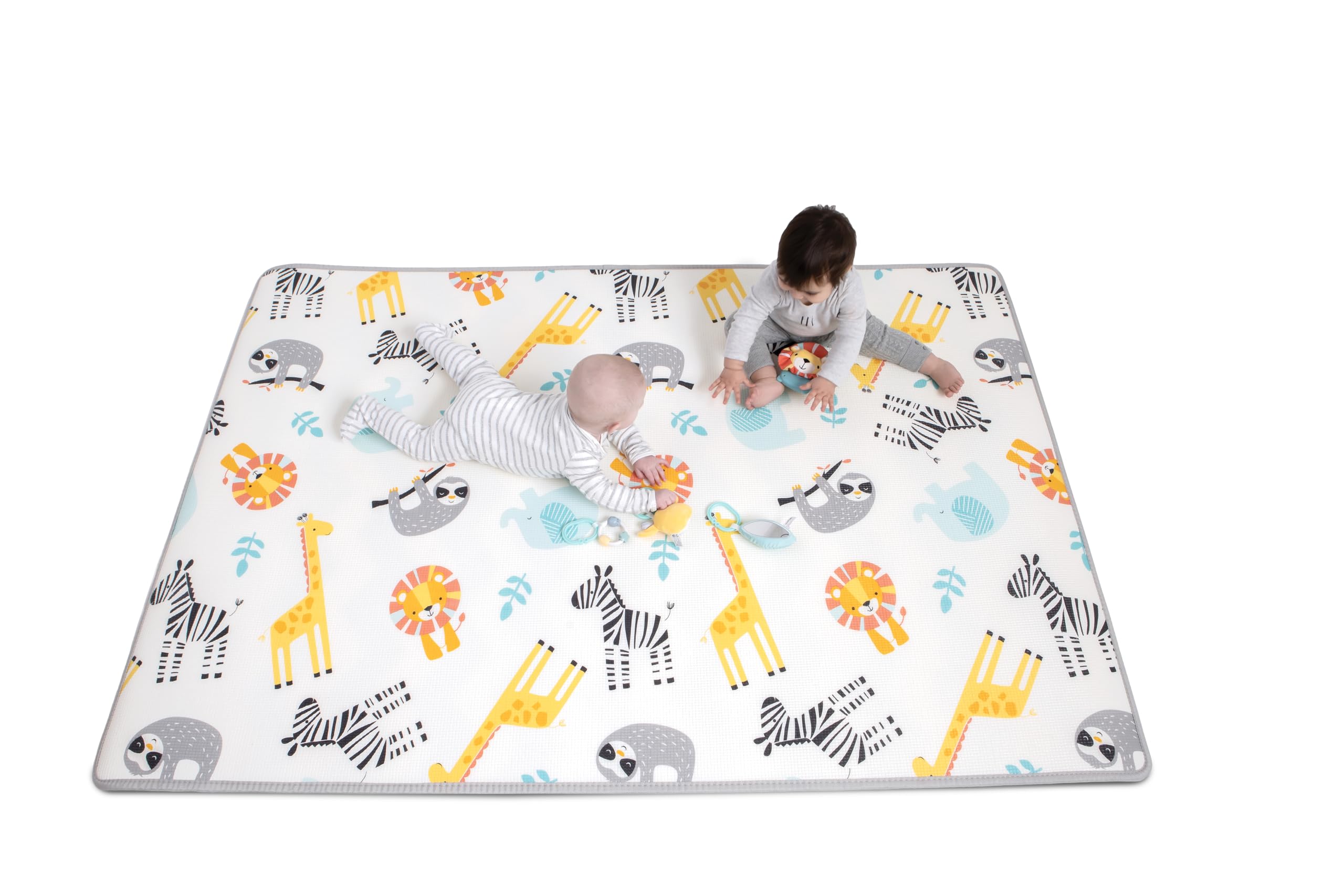 Babyzee Reversible Safari Play Mat, 180x120x1cm, XPE Crawl mat, Waterproof, Safari & Zigzag Design