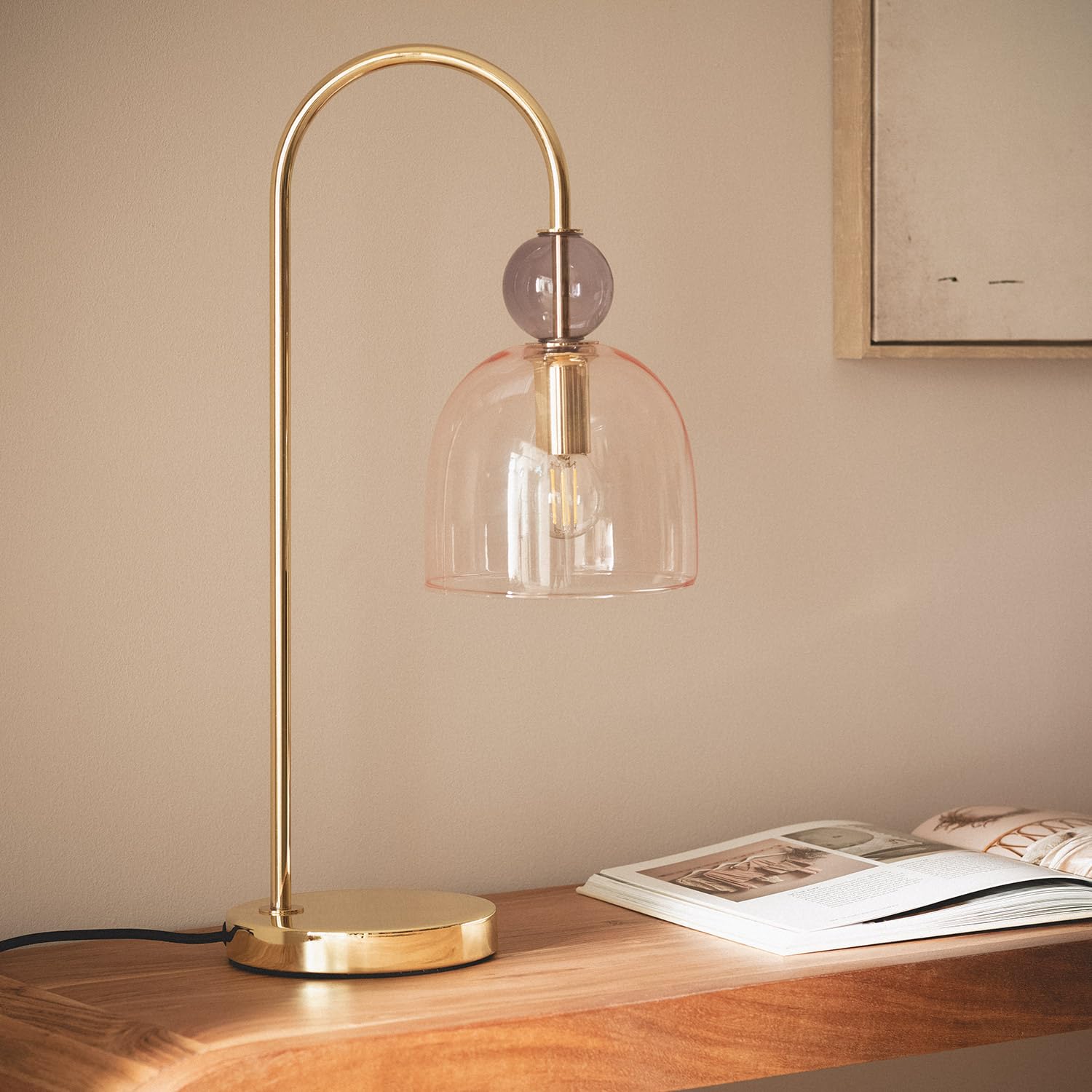 LEDKIA LIGHTING Lampe à Poser Métal et Verre Baudelaire Rose