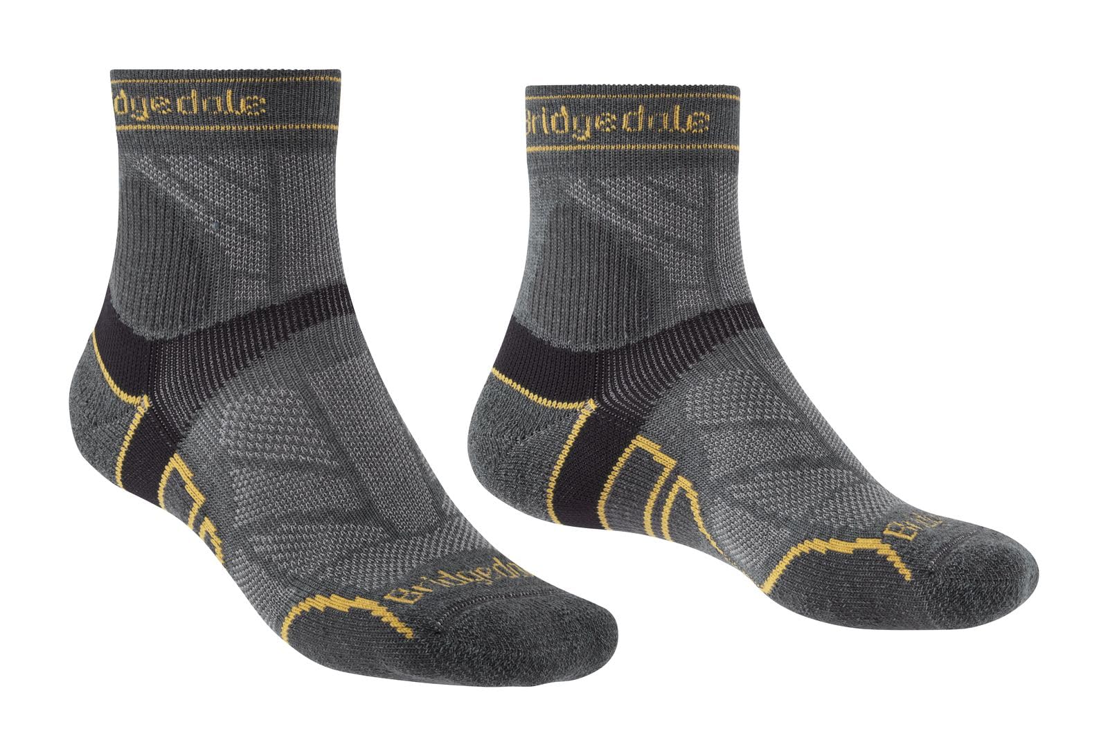 Men's Grey Bridgedale Sport Lightweight T2 3/4 Crew Socks - Size L - Cushioning - Ventilation - Moisture Wicking - Breathable - Running