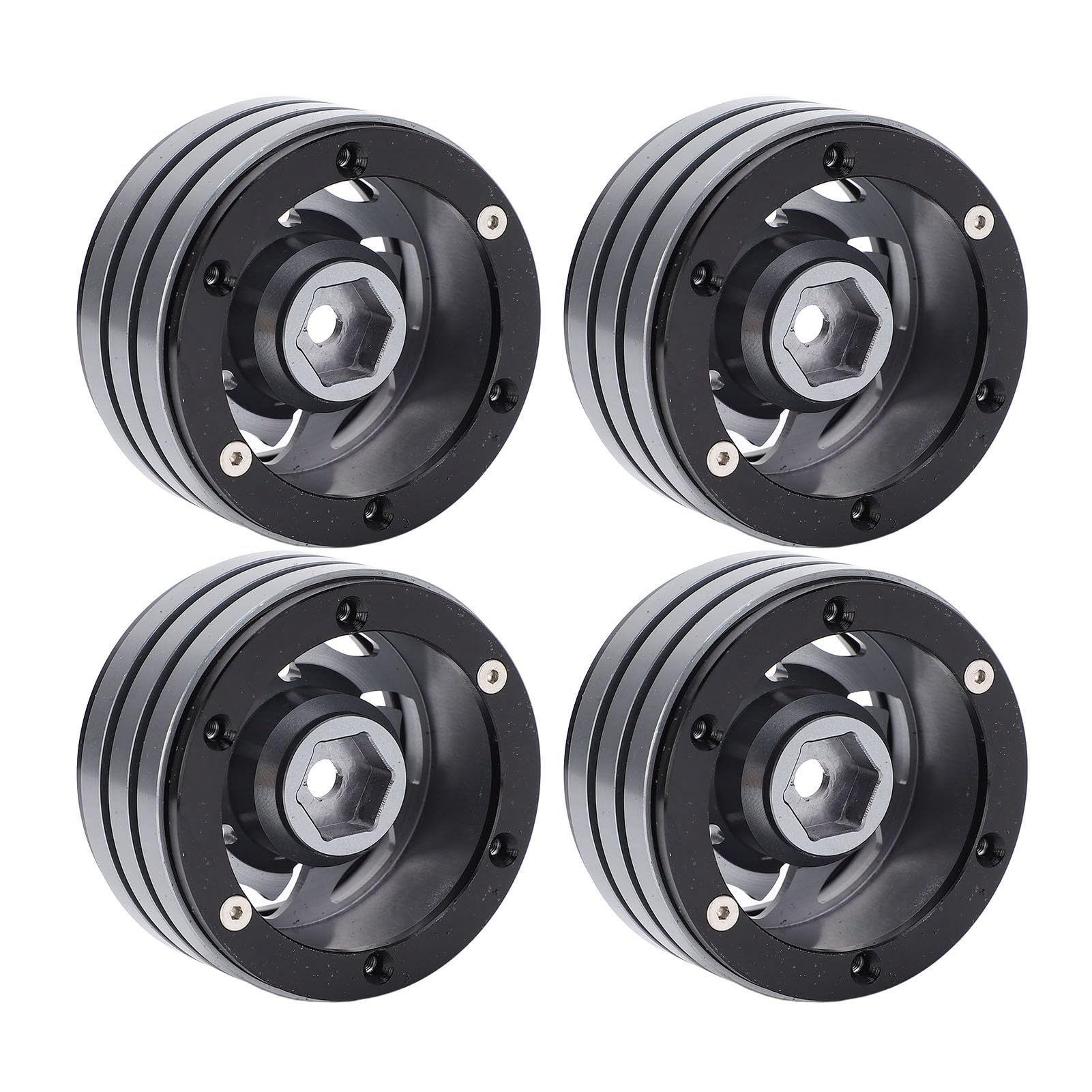 4 szt. Zestaw Obręczy Koła ze Stopu Aluminium CNC RC Beadlock Odporny na ścieranie dla Gąsienic RC (Kolor Ti)