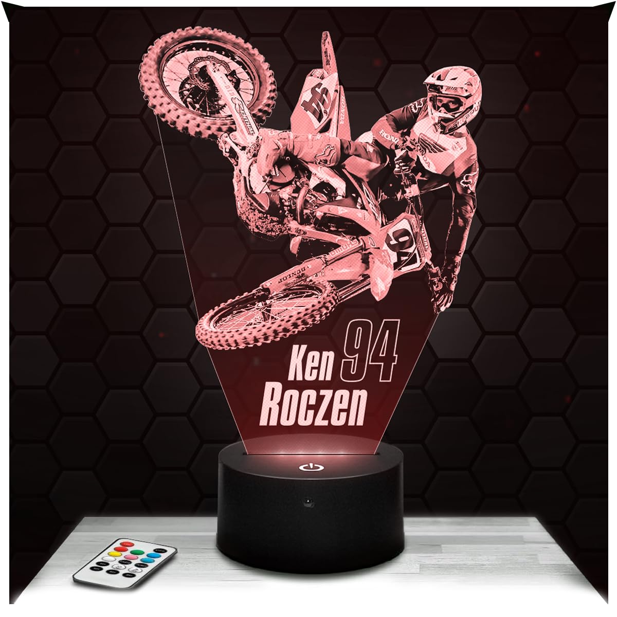 Lampephoto.fr - Moto Cross Ken Roczen 3D Lamp, Night Light 3D LED Illusion Lamp, Gift idea for Men Motorcycle, Gifts Merchandise for Boys and Girls, Children's or Adult Bedroom Night Light TOP
