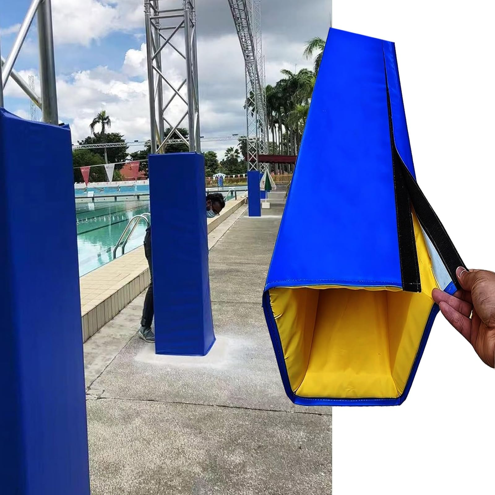 Quadratische Säulenpolsterung für den Innen- und Außenbereich, wasserdichter industrieller Pfostenschutz, für Garage, Spielplatz, Fitnessstudio, Basketballkorb-Sicherheit
