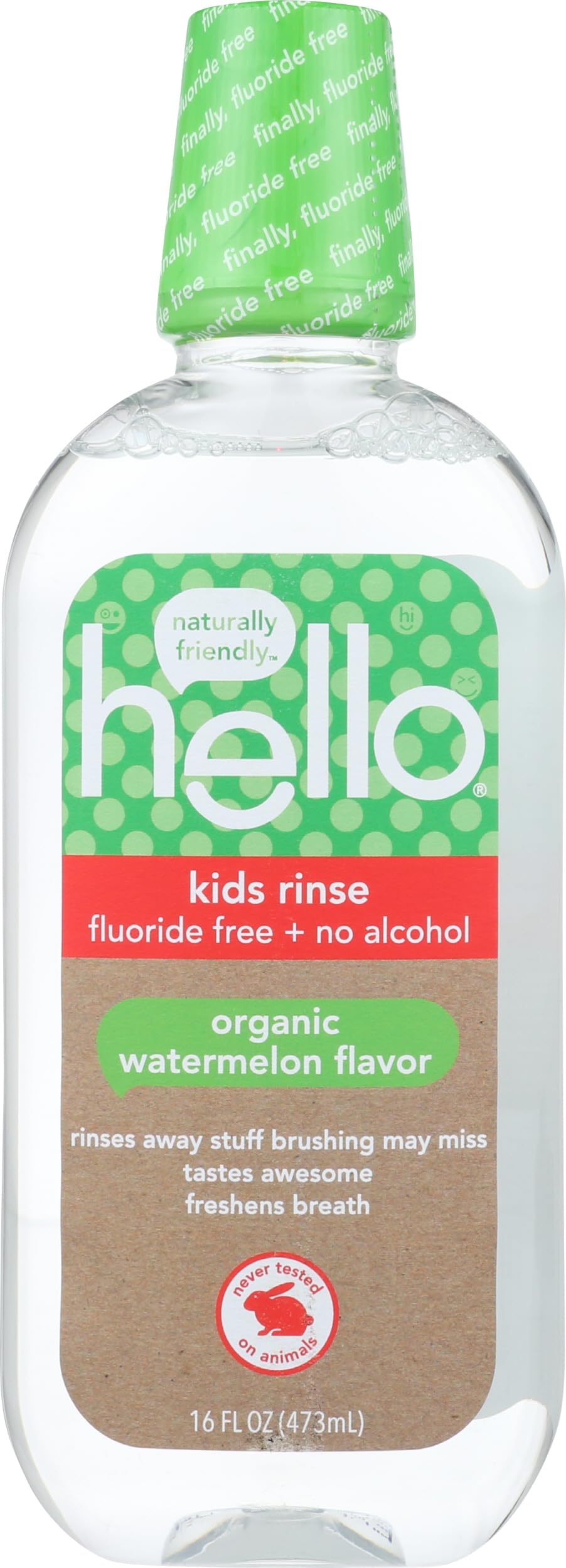 HELLO Kids Watermelon Fluoride Free Rinse, 16 FZ
