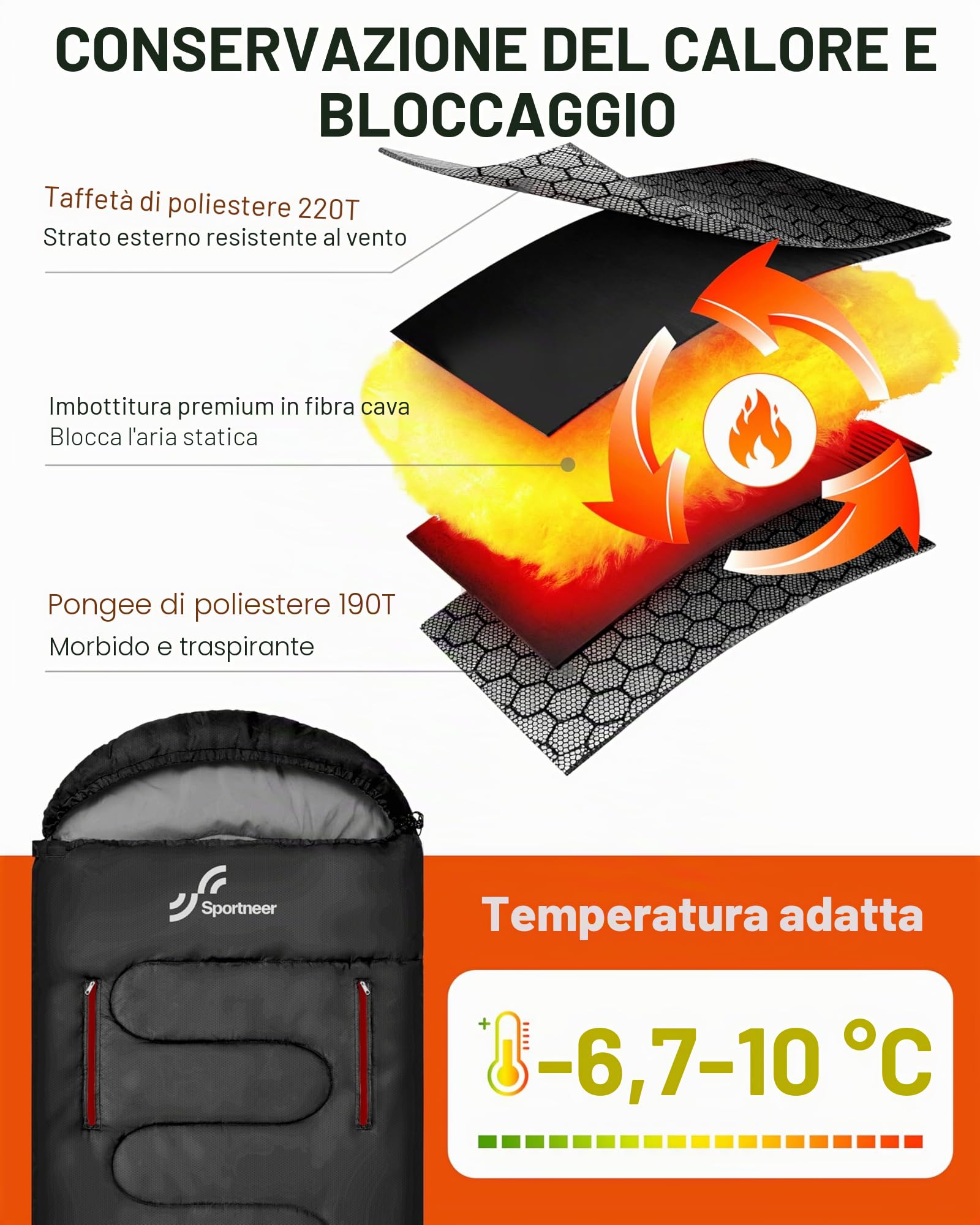 Sacco a pelo 3-4 stagioni, 220 x 84 cm, impermeabile, leggero, per campeggio, viaggi e attività all'aperto, ideale per adulti 1,9 kg