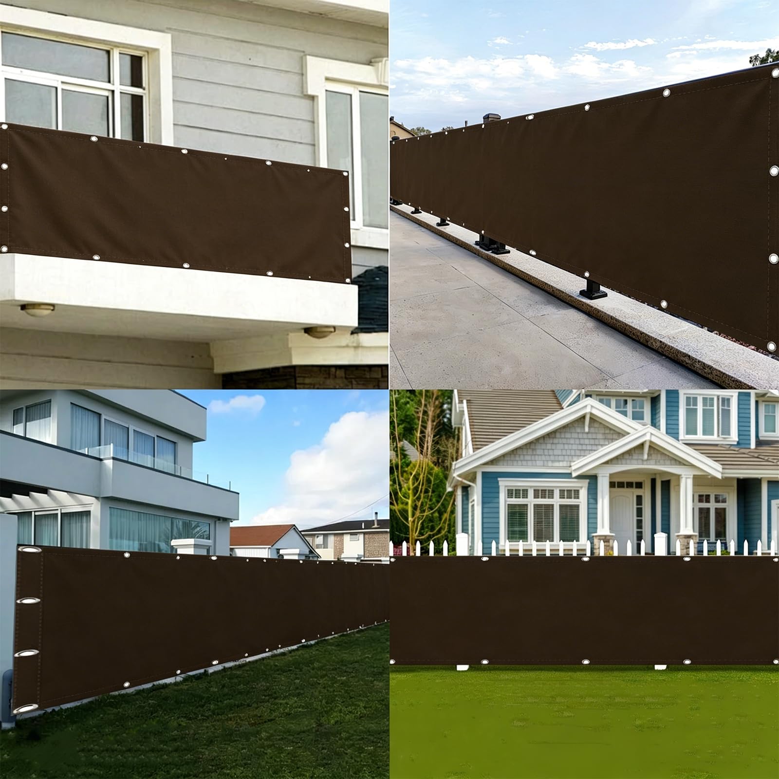 Parawan Balkonowy 80 x 240 cm Ochrona Przed Wiatrem I Promieniowaniem Uv, Ochrona Przed Ciekawskimi Spojrzeniami Osłony Dzielące I Ochronne Z Oczkami, Lina Na Patio, brązowy