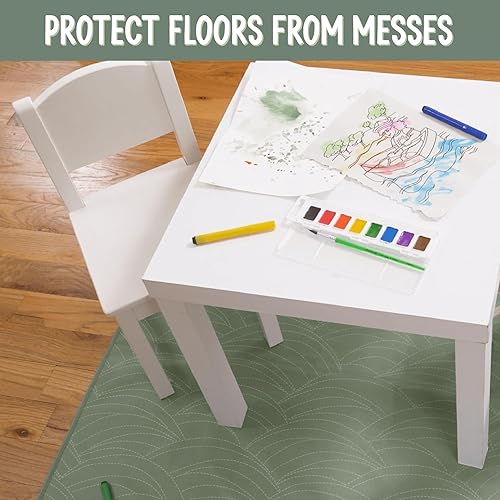 Miniatura 4 de ST INC Tapete para silla alta tapete para artes manualidades tiempo de juego resistente al agua y lavable a máquina 42 x 42 pulgadas estampado del