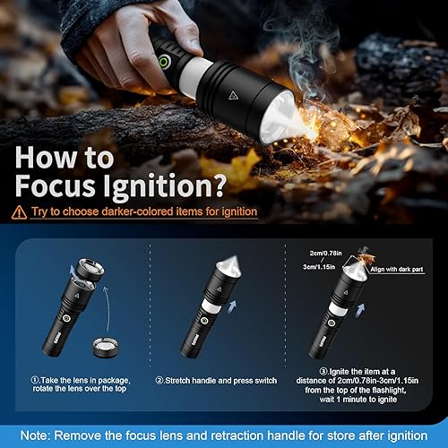 Miniatura 2 de Philips Linternas de alto lúmenes recargables con lente de encendido, linternas tácticas de 2500lm con lámpara de camping, 2 colores zoomable 5